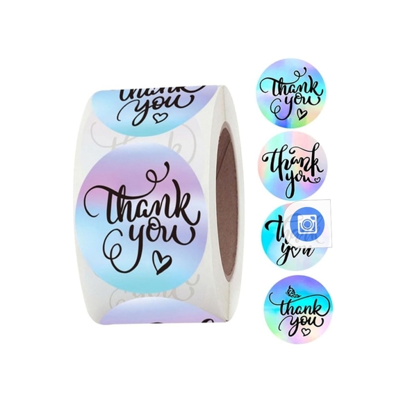 Other - Thank You Stickers Roll - Multicolor 500 Pcs. 1"